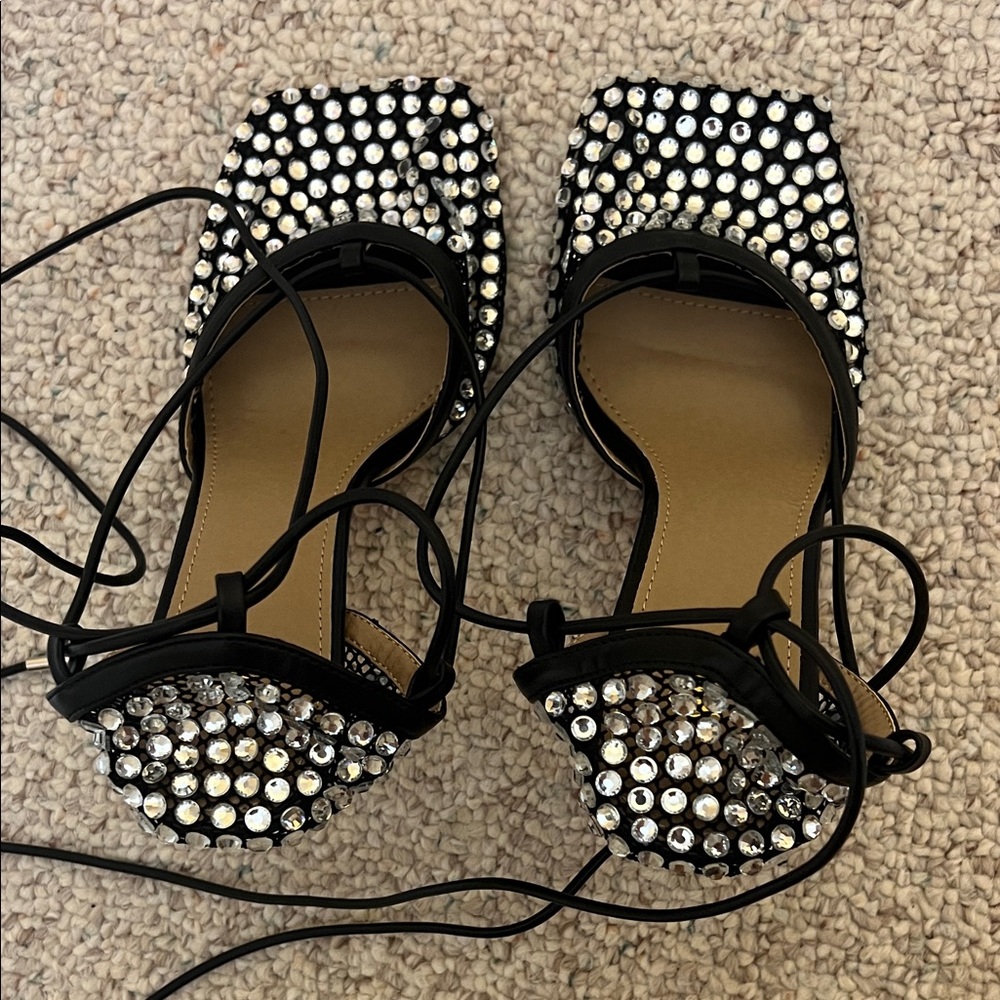 SHEIN Black Rhinestone Heels (Brand New)